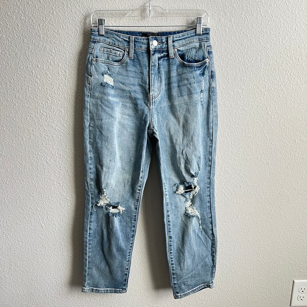 Fashion Nova Tobi High Rise Mom Jeans Women's 7 Distressed Light Wash NEW